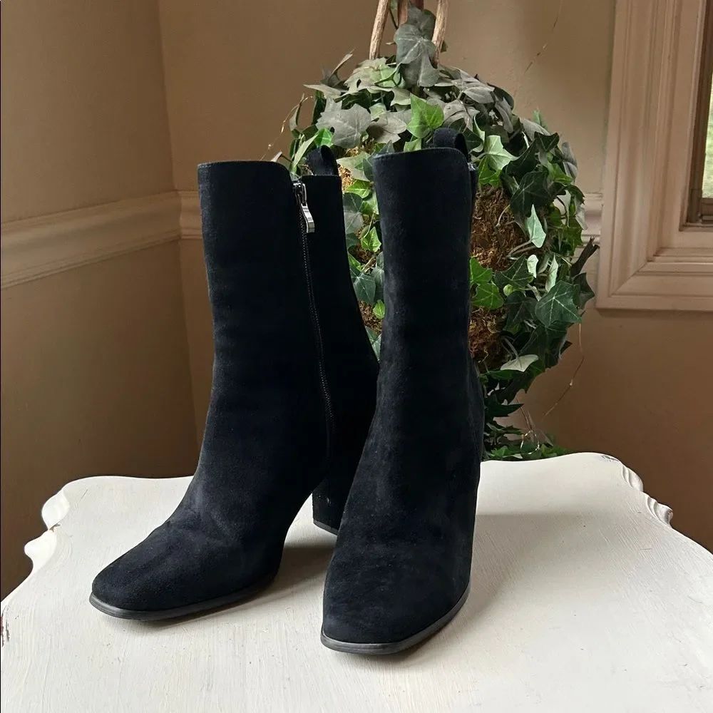 Elegant Cafe Noir Black Suede Zip Up Boots Euro 41 US 10